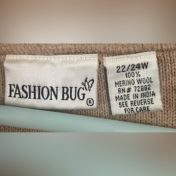 Women’s Fashion Bug 100% Merino Wool Tan size 22/24W Plus RN# 72882 made India - Picture 6 of 9